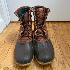 Women's LL Bean Duck Boots Limited Edition Tumbled Leather and Flannel Lining